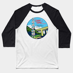 Light + Time Tower, Raleigh NC, Vintage Style Travel Decal Baseball T-Shirt